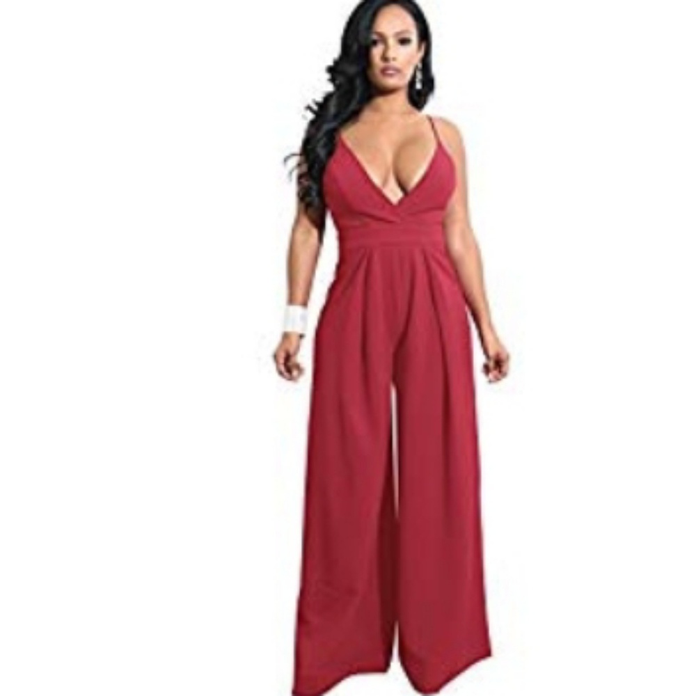 Halter Romper Jumpsuit wine